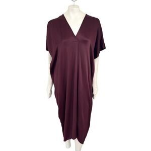 NWT ZARA Satin Effect V-neck Kaftan in Maroon SZ XS